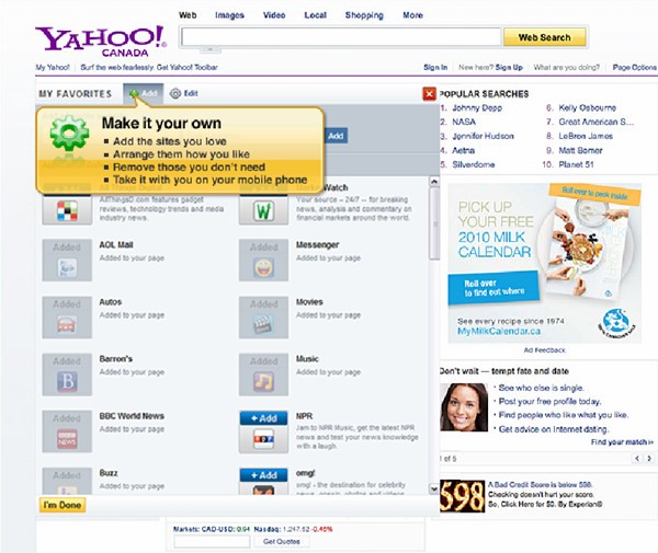 Yahoo Canada Unveils New Customizable Home Page It Business