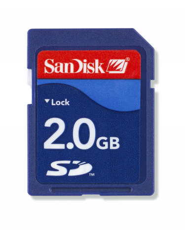 Note the lock switch on the side of this SD card.