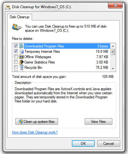 Disk Cleanup; click for full-size image.