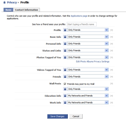 Facebook privacy options