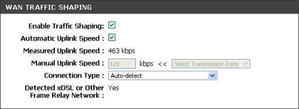 router settings: WAN traffic shaping