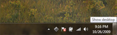 Clicking on the right side of the Taskbar now brings the desktop to the front. 
