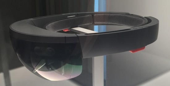 Press at Microsoft Build were allowed to take photos of this one HoloLens device in a glass case.
