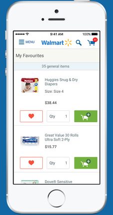 Walmart Online Shopping lets users compile a favourites list.