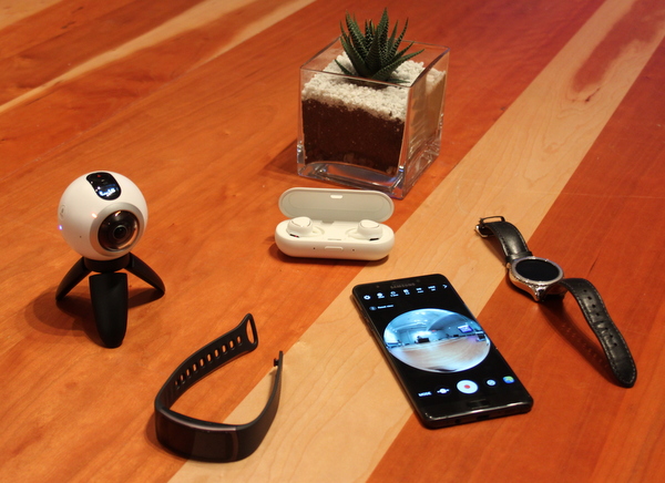 A bevy of accessories available to pair with the Note 7 include a 360-degree camera, wireless ear buds, and smart watches.